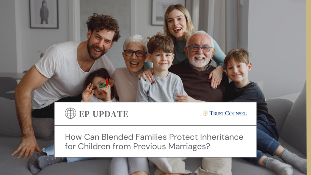 A blended family discussing estate planning at a table, emphasizing unity and the importance of protecting legacies for children from previous marriages.